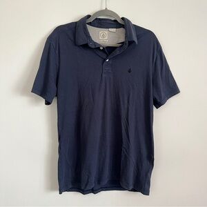 Volcom Collared Polo Shirt Blue Size Medium